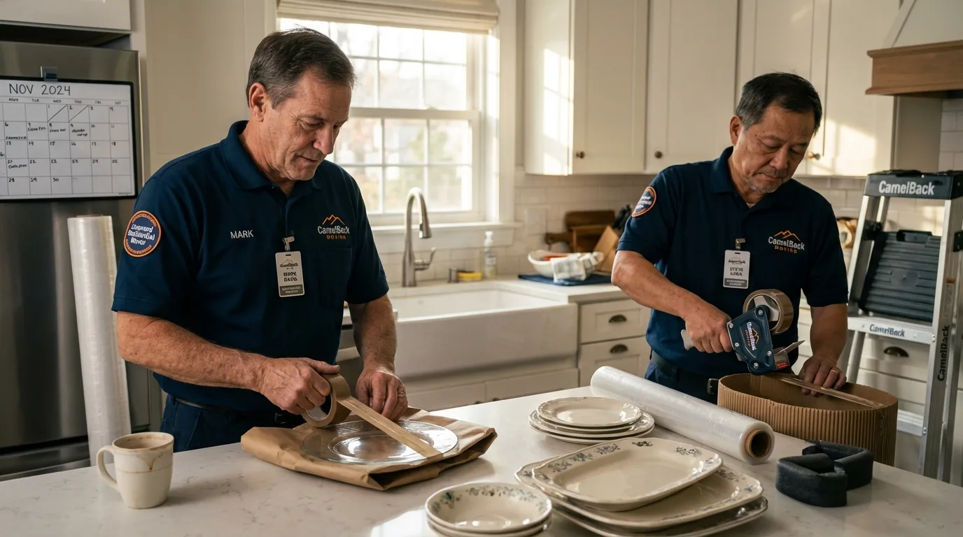 Professional crew packing kitchen dishware in Black Lick, PA